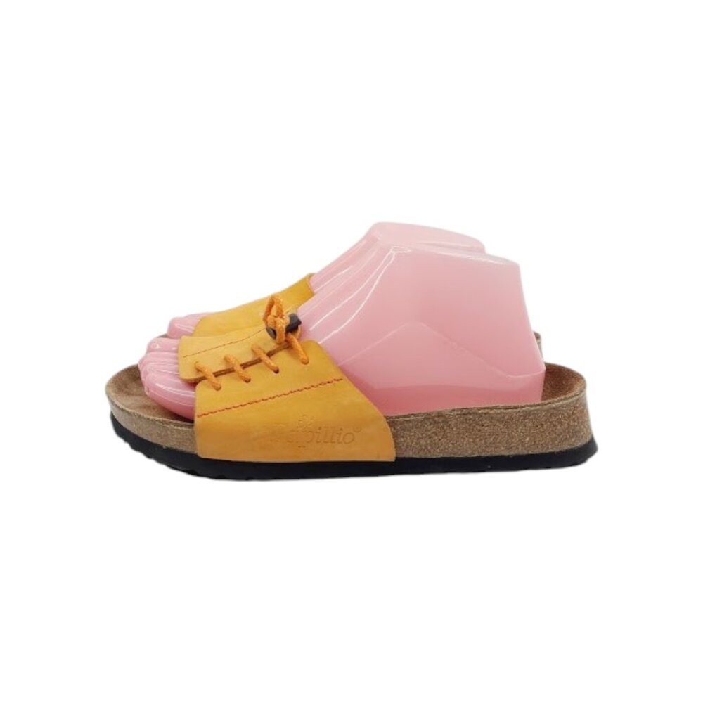 Papillio‎ Women's Mustard Leather Cork Sole Slip-On Slide Sandal Size 6